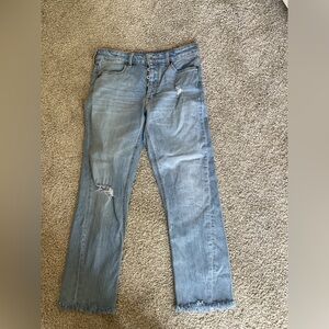 Pilcro and the Letterpress Women's Straight Light Blue Distressed Jeans